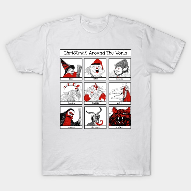 Christmas Characters Around The World Illustrations T-Shirt by H. R. Sinclair